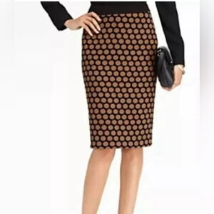 Talbots Size 4 Petite Brown Polka Dot Pencil Skirt